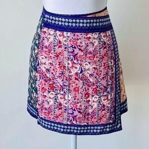 Floral Patchwork Mini Skirt in Pink and Navy